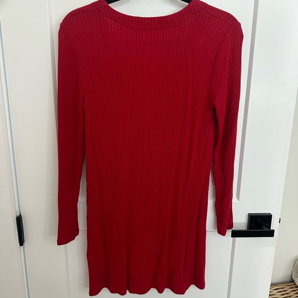 Reformation Red Ribbed Knit Dress Small - Picture 3 of 6